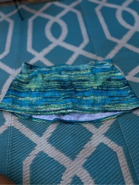 Blue-Green Striped Sunsets swim skirt Sz XL